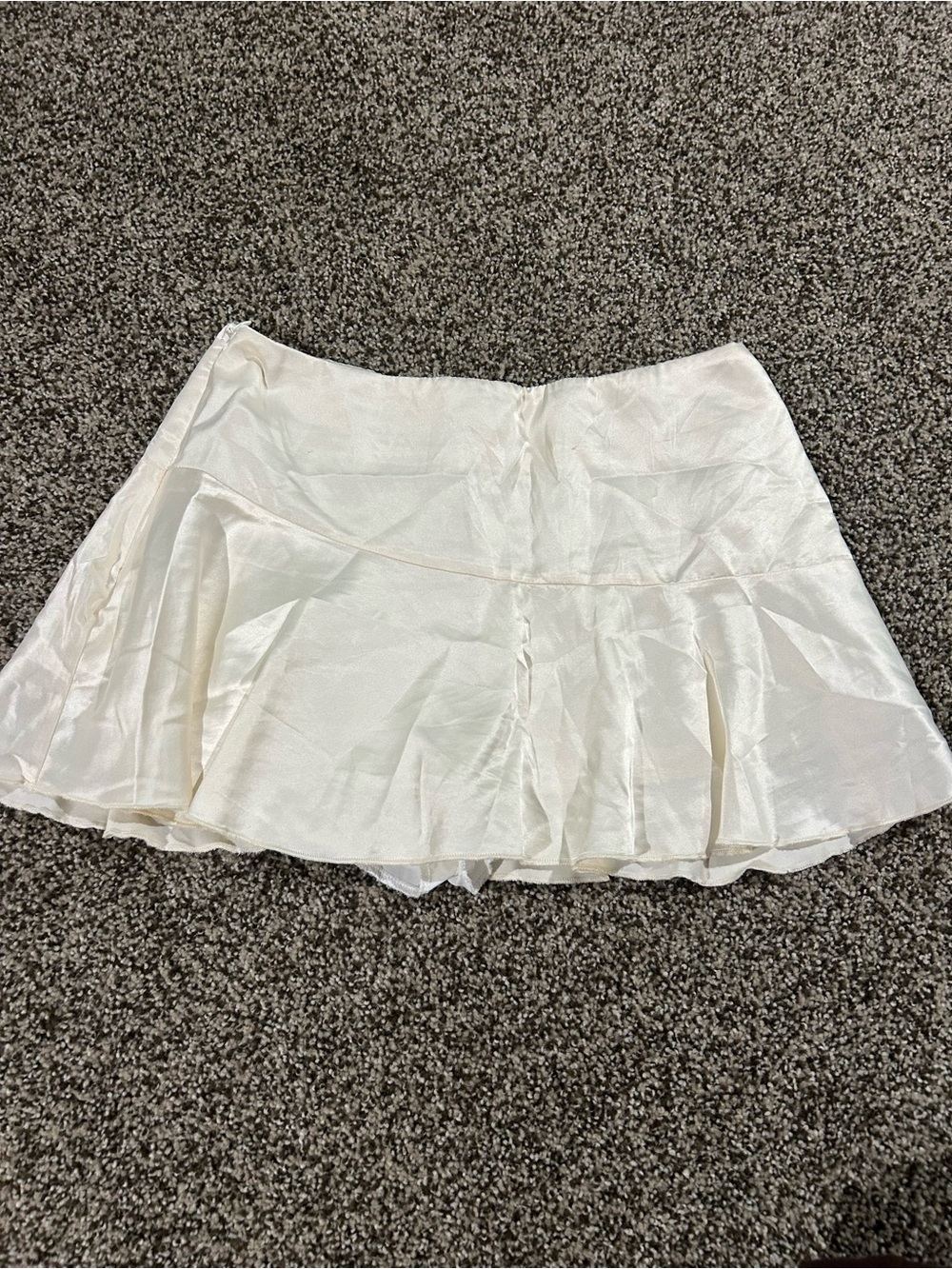 Women's Cream Satin Mini Skirt